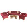 L-WOODEN BASE CURVY CHESTERFIELD SOFA WITH G DESIGN GLASS TOP COFFEE TABLE - Image 2